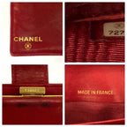 Chanel Vintage CC Logo Wine Red Gold Leather Wallet — view 3