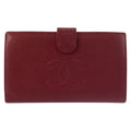 Chanel Vintage CC Logo Wine Red Gold Leather Wallet