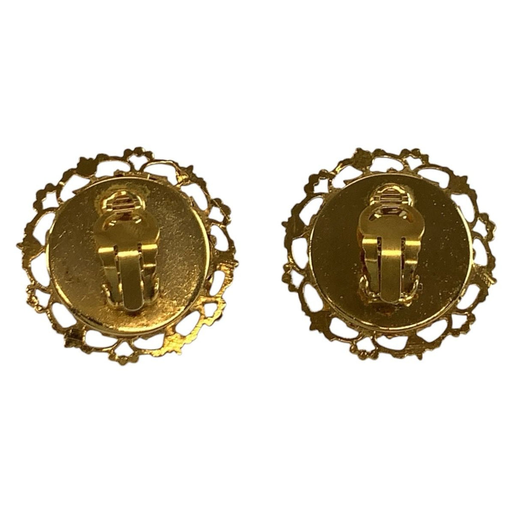 Chanel Vintage CC Logo Gold Plated Faux Pearl Earrings — view 2