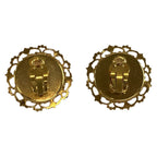 Chanel Vintage CC Logo Gold Plated Faux Pearl Earrings — view 2