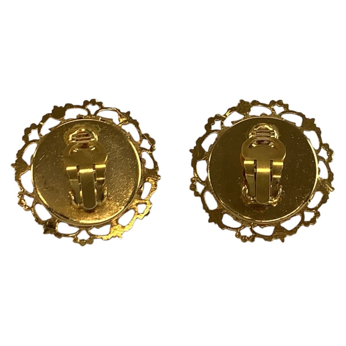 Chanel Vintage CC Logo Gold Plated Faux Pearl Earrings — view 2