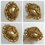 Chanel Vintage CC Logo Gold Plated Faux Pearl Earrings — view 6