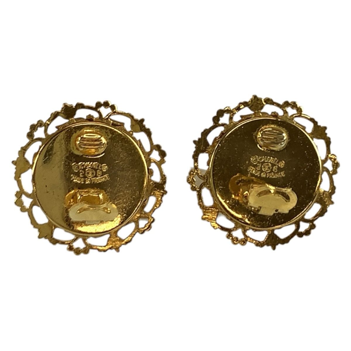 Chanel Vintage CC Logo Gold Plated Faux Pearl Earrings — view 3