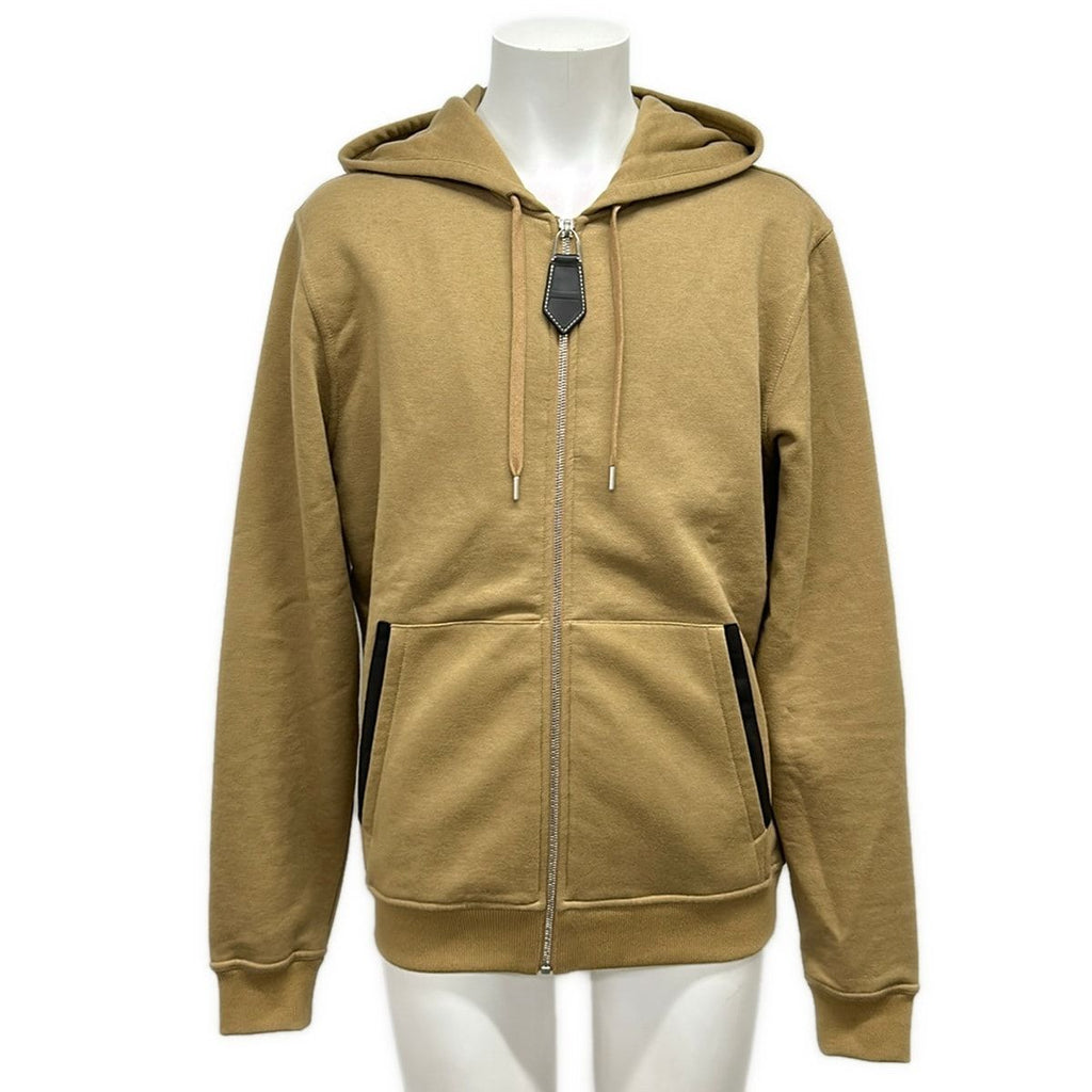 Hermes Hoodie S Hooded Jogging Sweater Light Brown Leather Detail