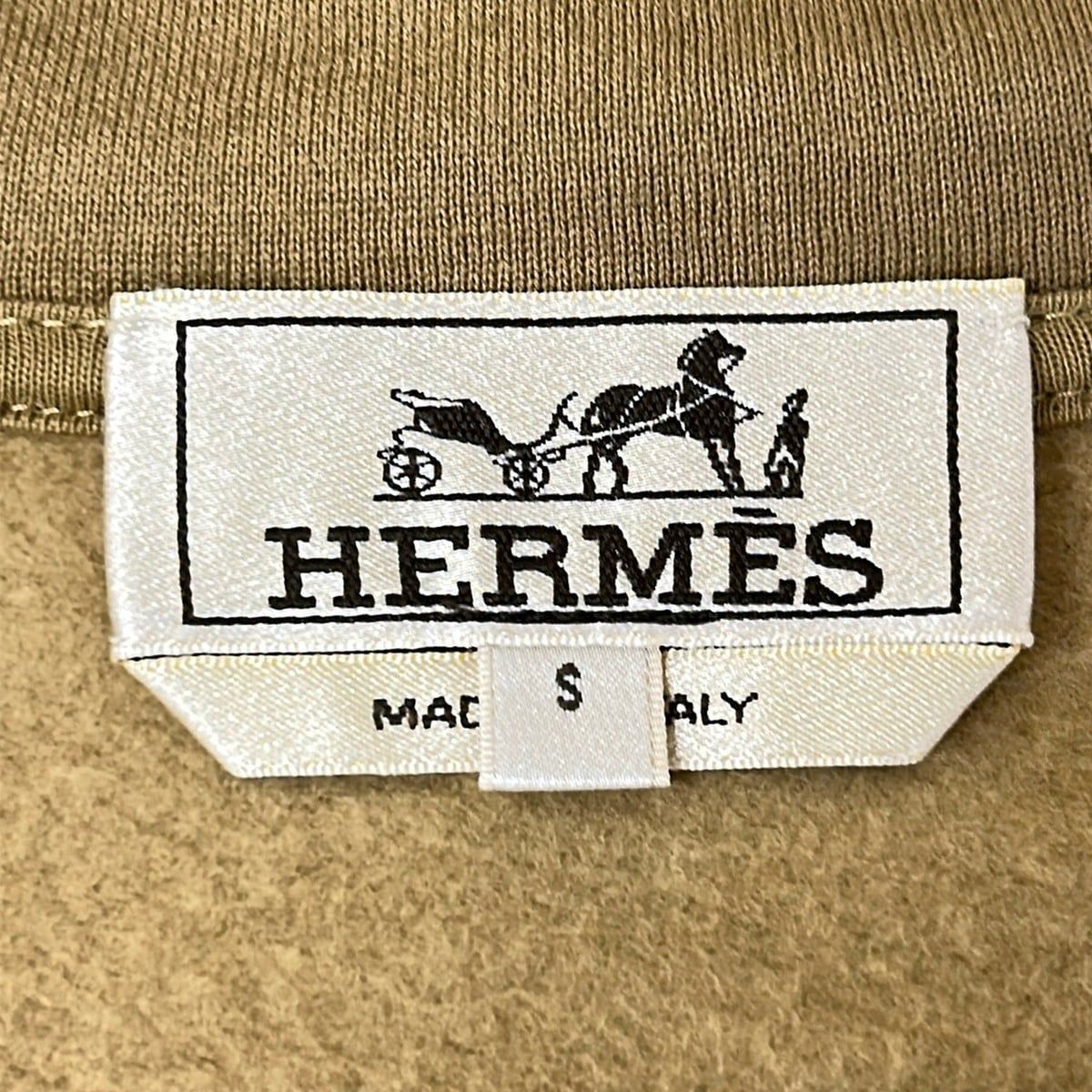 Hermes Hoodie S Hooded Jogging Sweater Light Brown Leather Detail — view 3