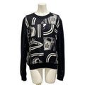 Hermes Long Sleeve Top 42 L Dark Navy White Crew Neck Twill Lace Order Finesse