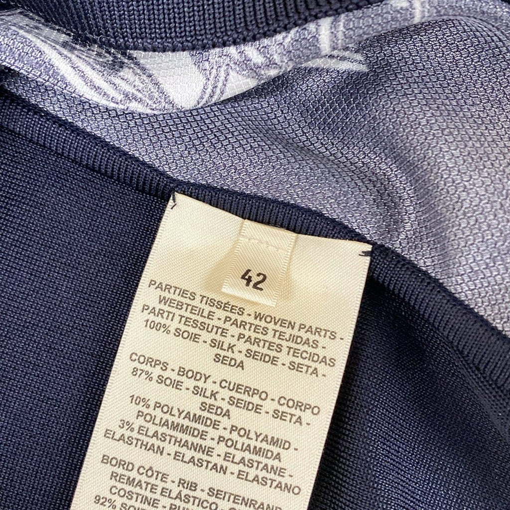 Hermes Long Sleeve Top 42 L Dark Navy White Crew Neck Twill Lace Order Finesse — view 5