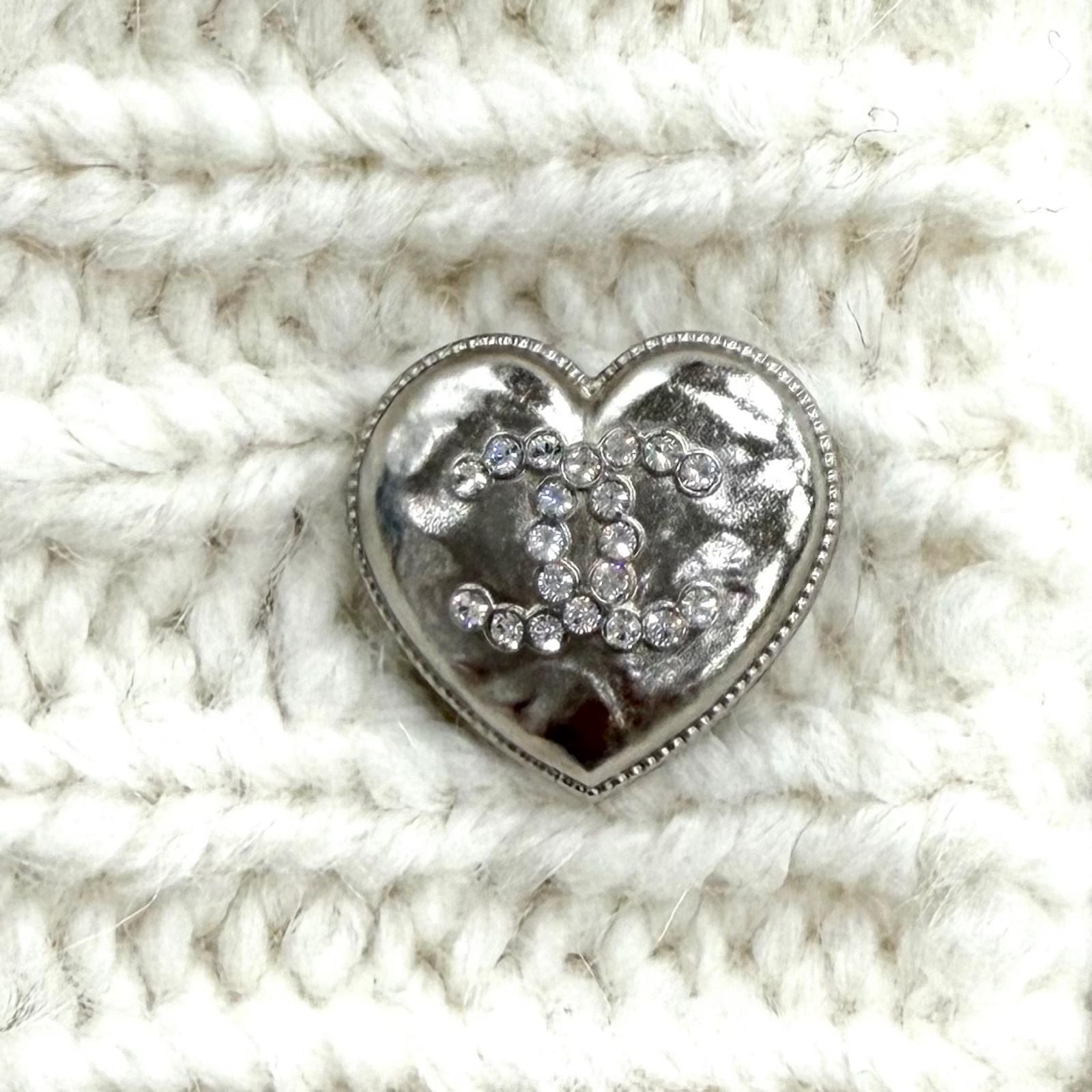 Chanel Wool Alpaca Blend Heart CC Logo Button Rhinestone Sera Color Cardigan 38 — view 5