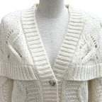 Chanel Wool Alpaca Blend Heart CC Logo Button Rhinestone Sera Color Cardigan 38 — view 2