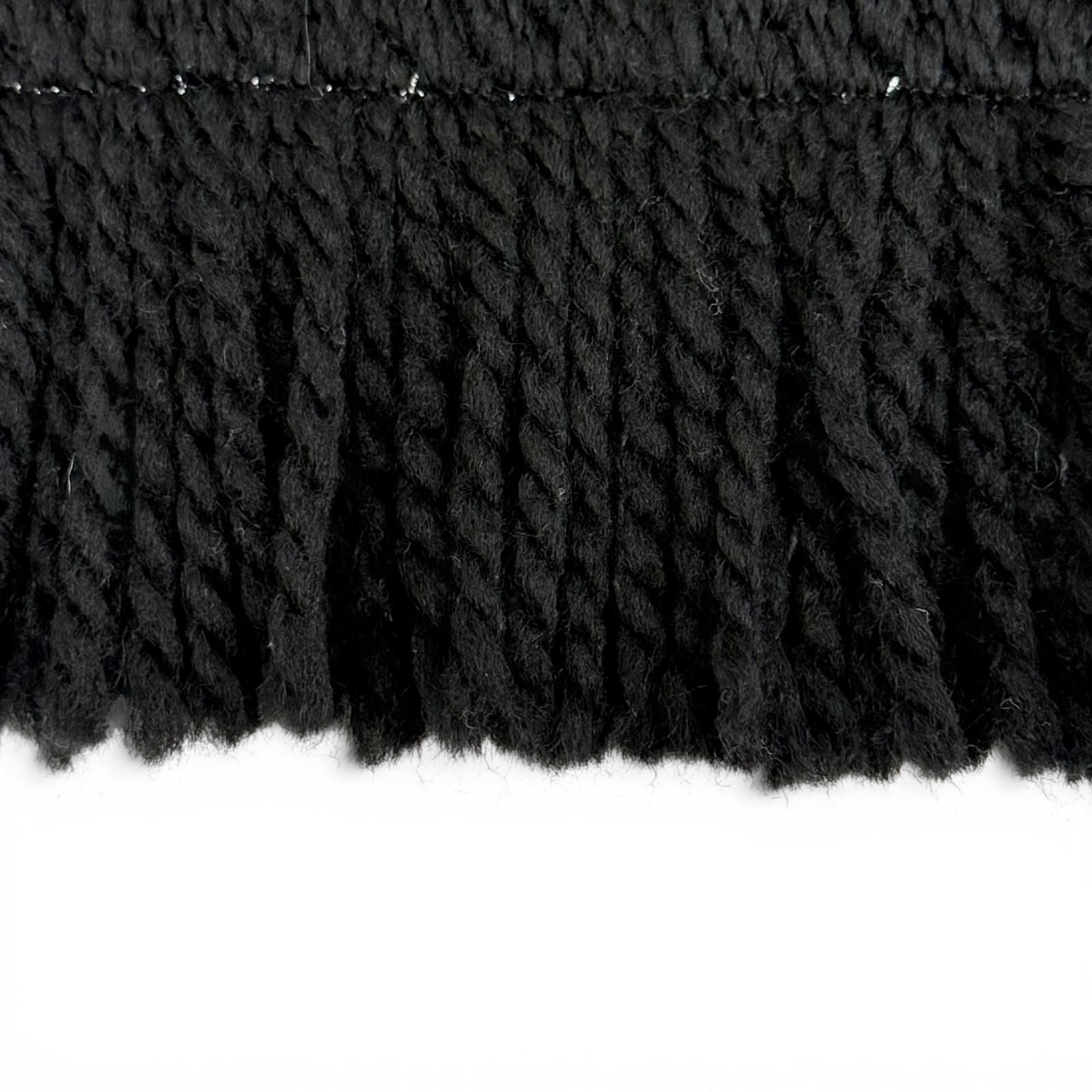 Louis Vuitton Echarpe Logomania Shine Wool Silk Monogram Fringe Scarf Black — view 5