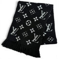 Louis Vuitton Echarpe Logomania Shine Wool Silk Monogram Fringe Scarf Black