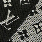 Louis Vuitton Echarpe Logomania Shine Wool Silk Monogram Fringe Scarf Black — view 4