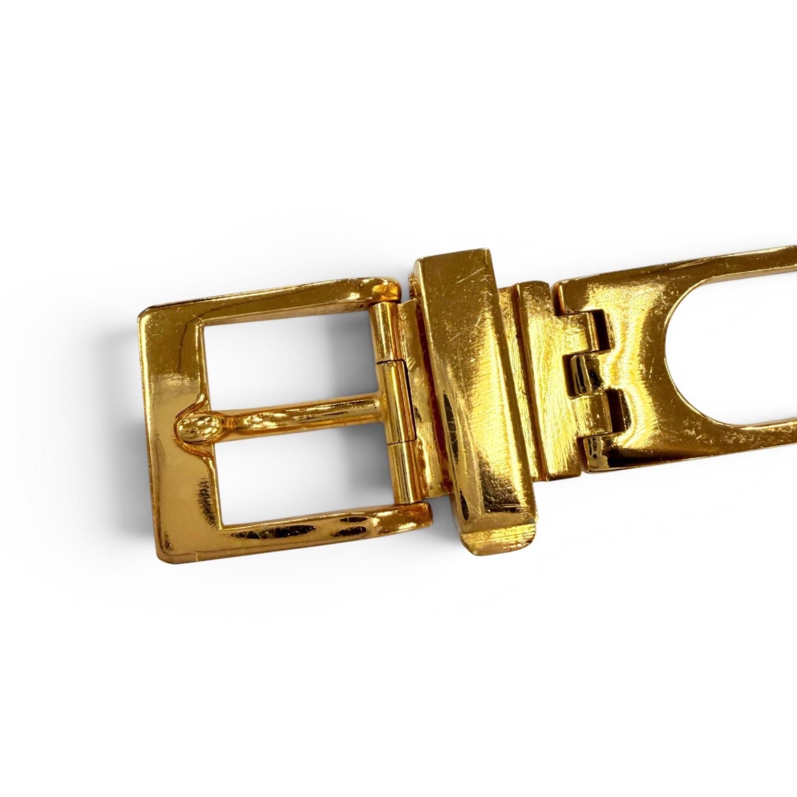 Gucci Vintage Metal Logo Motif Chain Belt Gold 75 — view 7