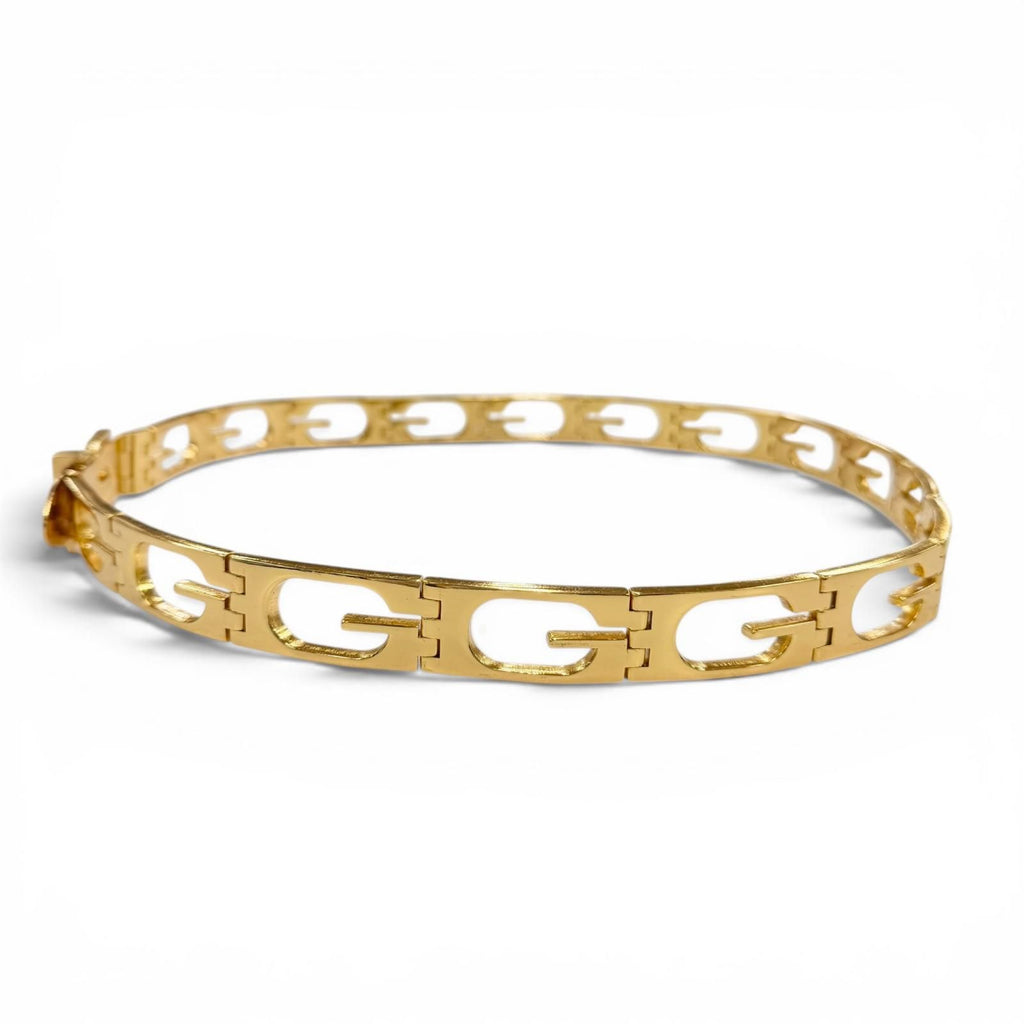 Gucci Vintage Metal Logo Motif Chain Belt Gold 75 — view 2
