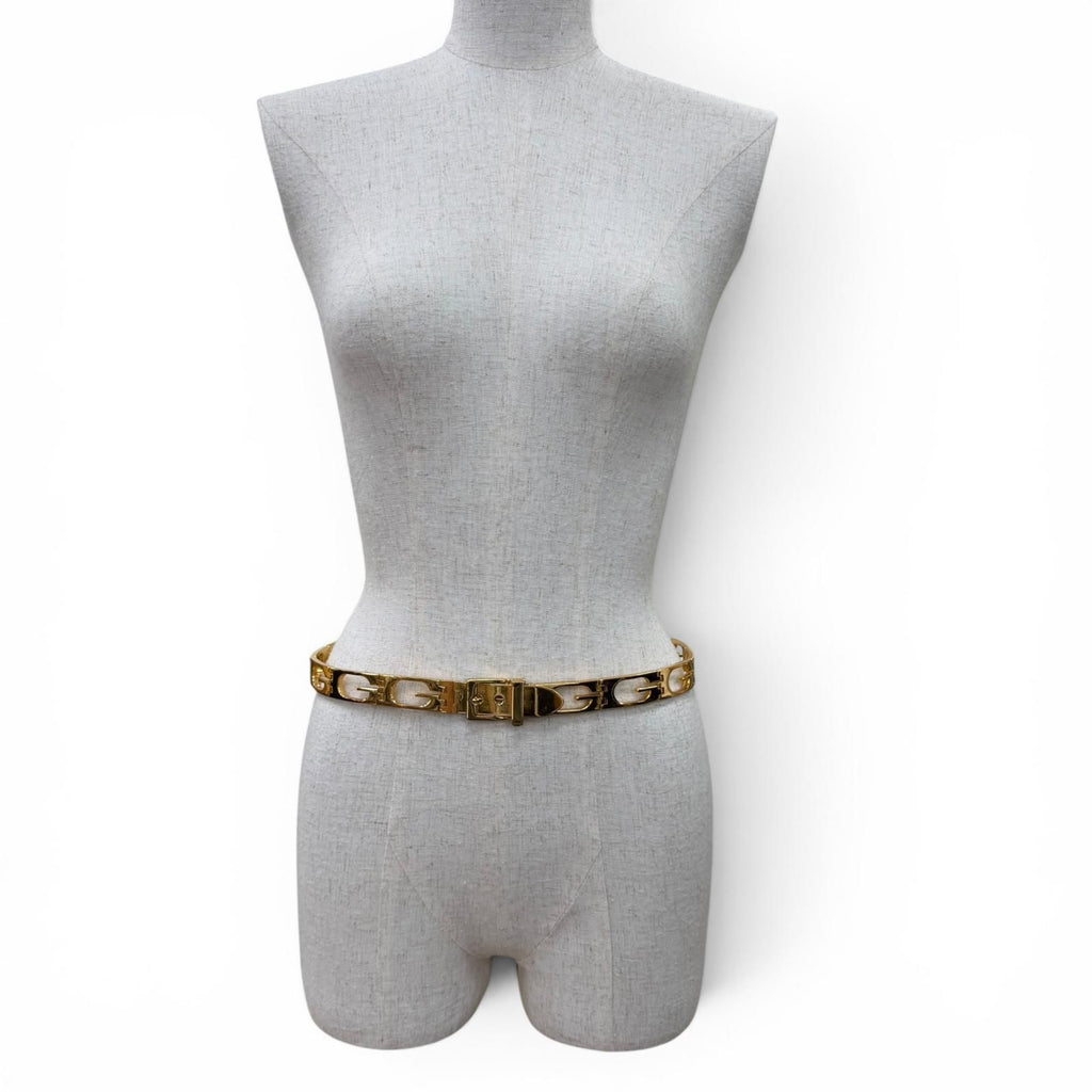 Gucci Vintage Metal Logo Motif Chain Belt Gold 75 — view 6