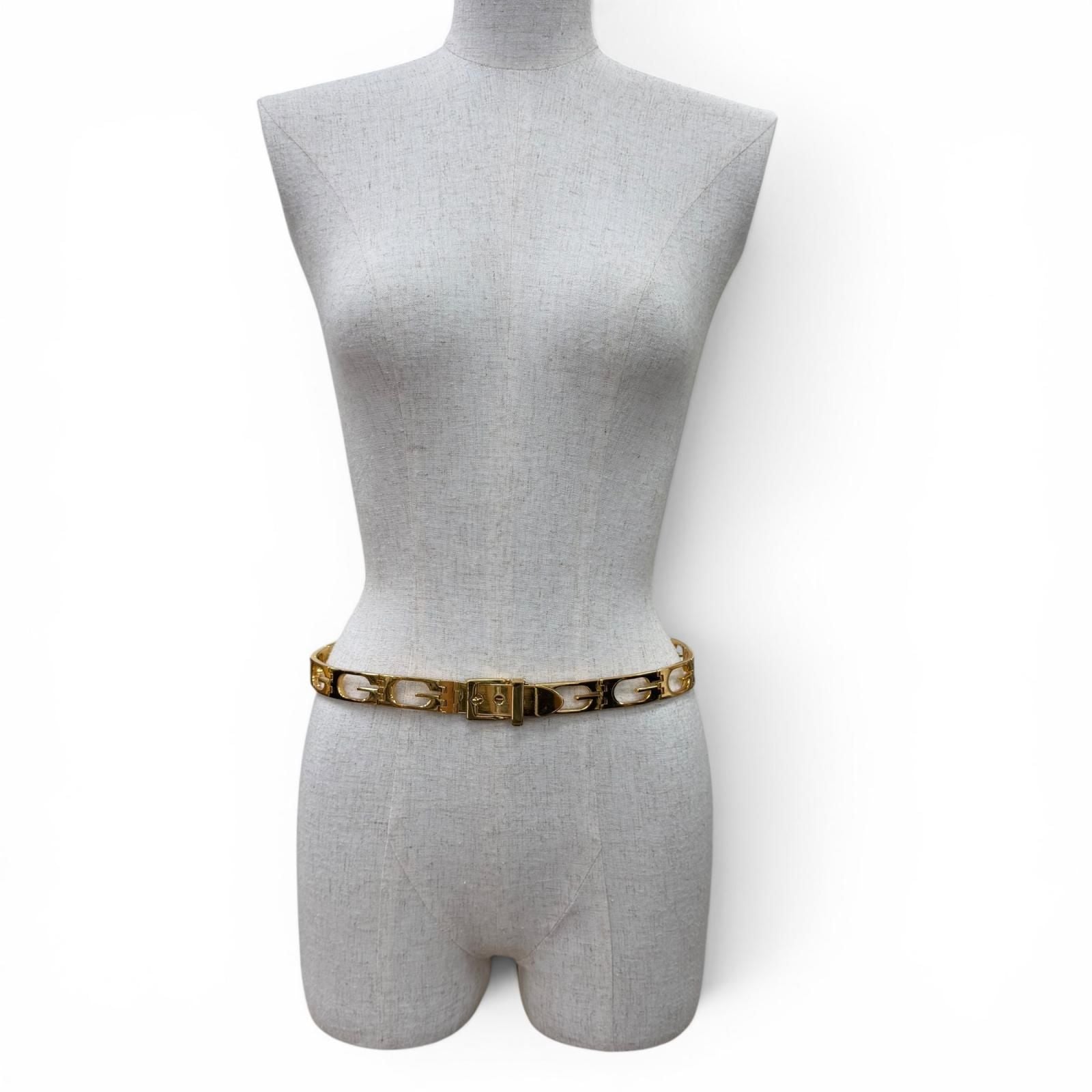 Gucci Vintage Metal Logo Motif Chain Belt Gold 75 — view 6