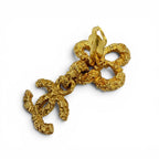 Chanel Vintage Metal Lava Flower CC Logo Swing Earrings Gold — view 5