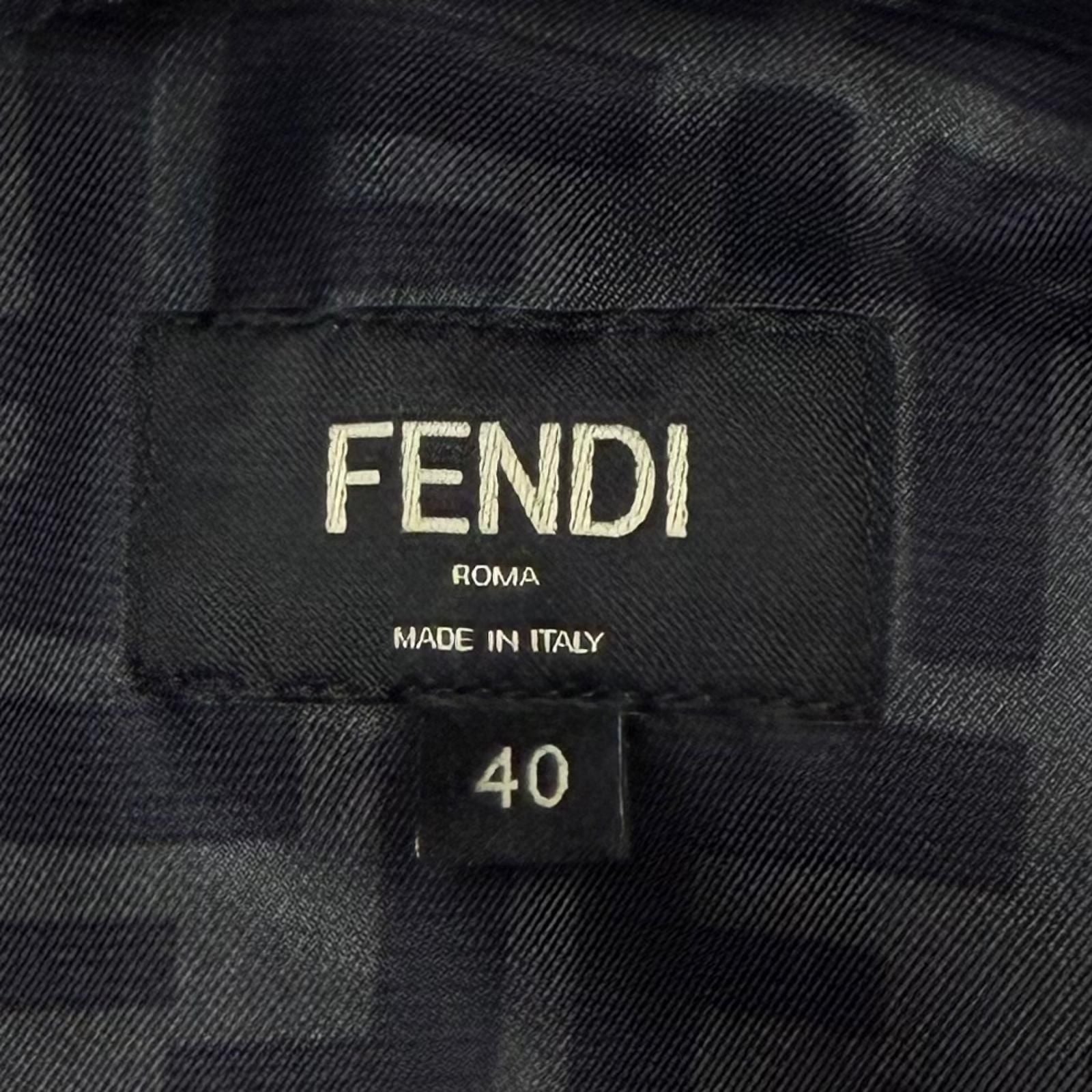 Fendi Silk 100% FF Logo Tailored Long Sleeve Shirt Gray Black 40 — view 6