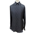Fendi Silk 100% FF Logo Tailored Long Sleeve Shirt Gray Black 40
