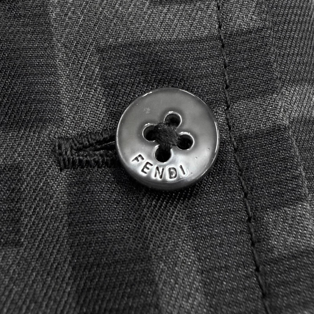 Fendi Silk 100% FF Logo Tailored Long Sleeve Shirt Gray Black 40 — view 5