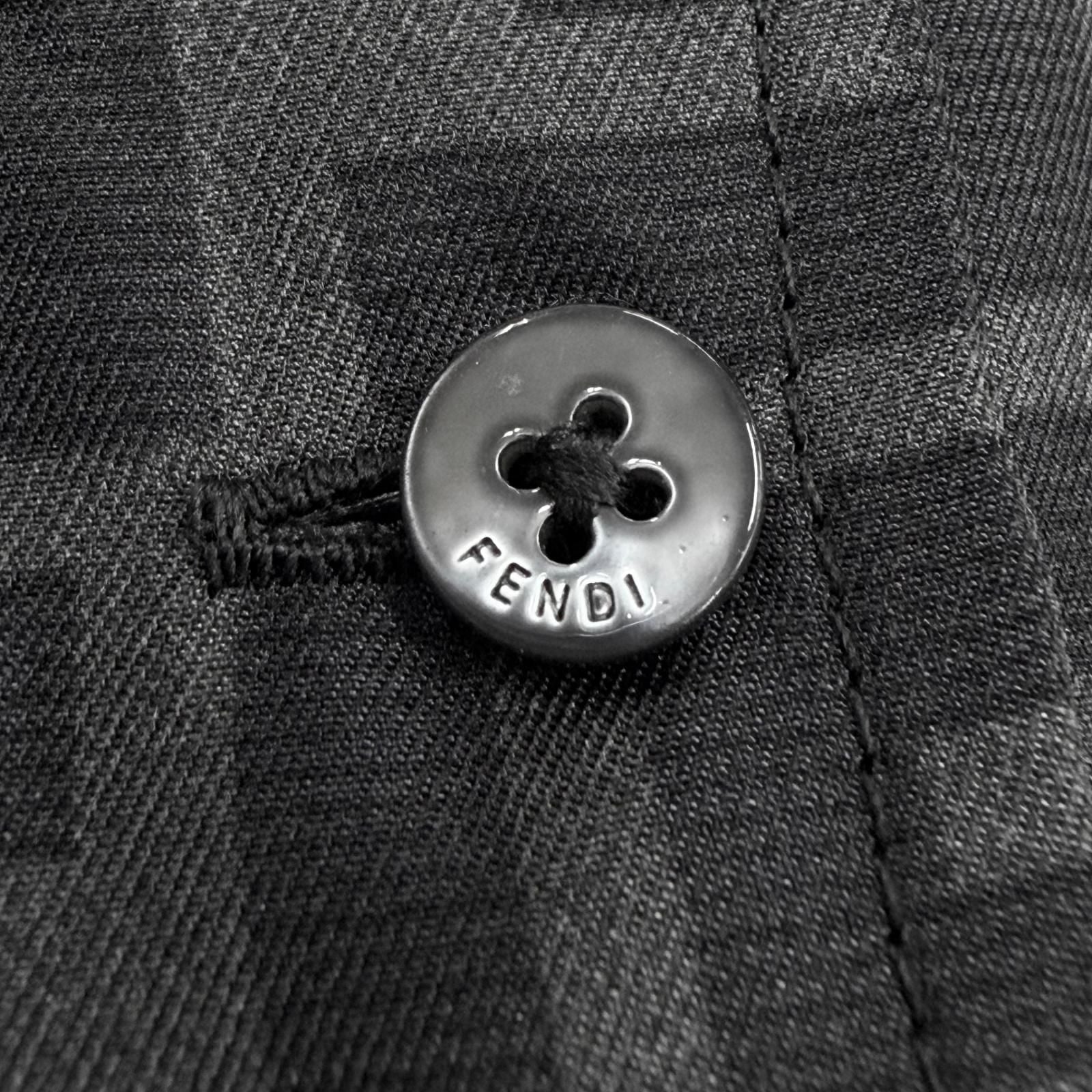 Fendi Silk 100% FF Logo Tailored Long Sleeve Shirt Gray Black 40 — view 5