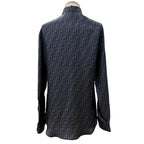 Fendi Silk 100% FF Logo Tailored Long Sleeve Shirt Gray Black 40 — view 4