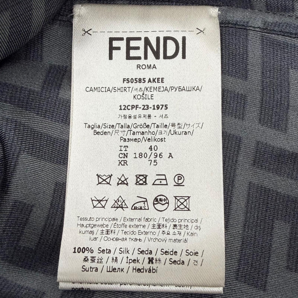 Fendi Silk 100% FF Logo Tailored Long Sleeve Shirt Gray Black 40 — view 7