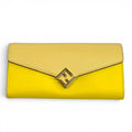 Fendi FF Diamond Continental Leather Wallet Yellow Gold