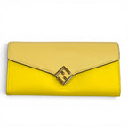 Fendi FF Diamond Continental Leather Wallet Yellow Gold