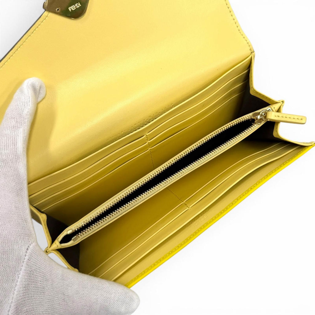Fendi FF Diamond Continental Leather Wallet Yellow Gold — view 6