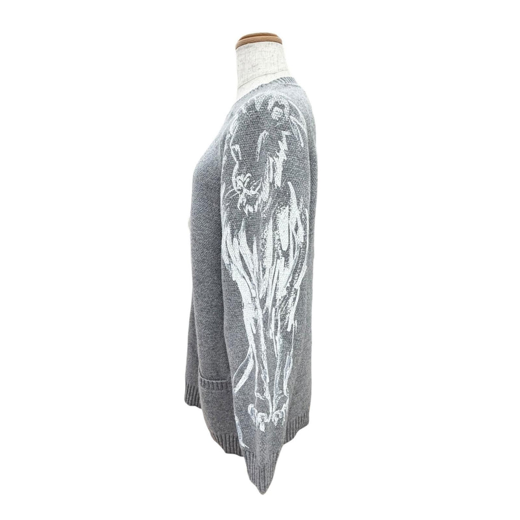 Chanel Cashmere Lion Crew Neck Long Sleeve Knit Sweater Gray 38 — view 3