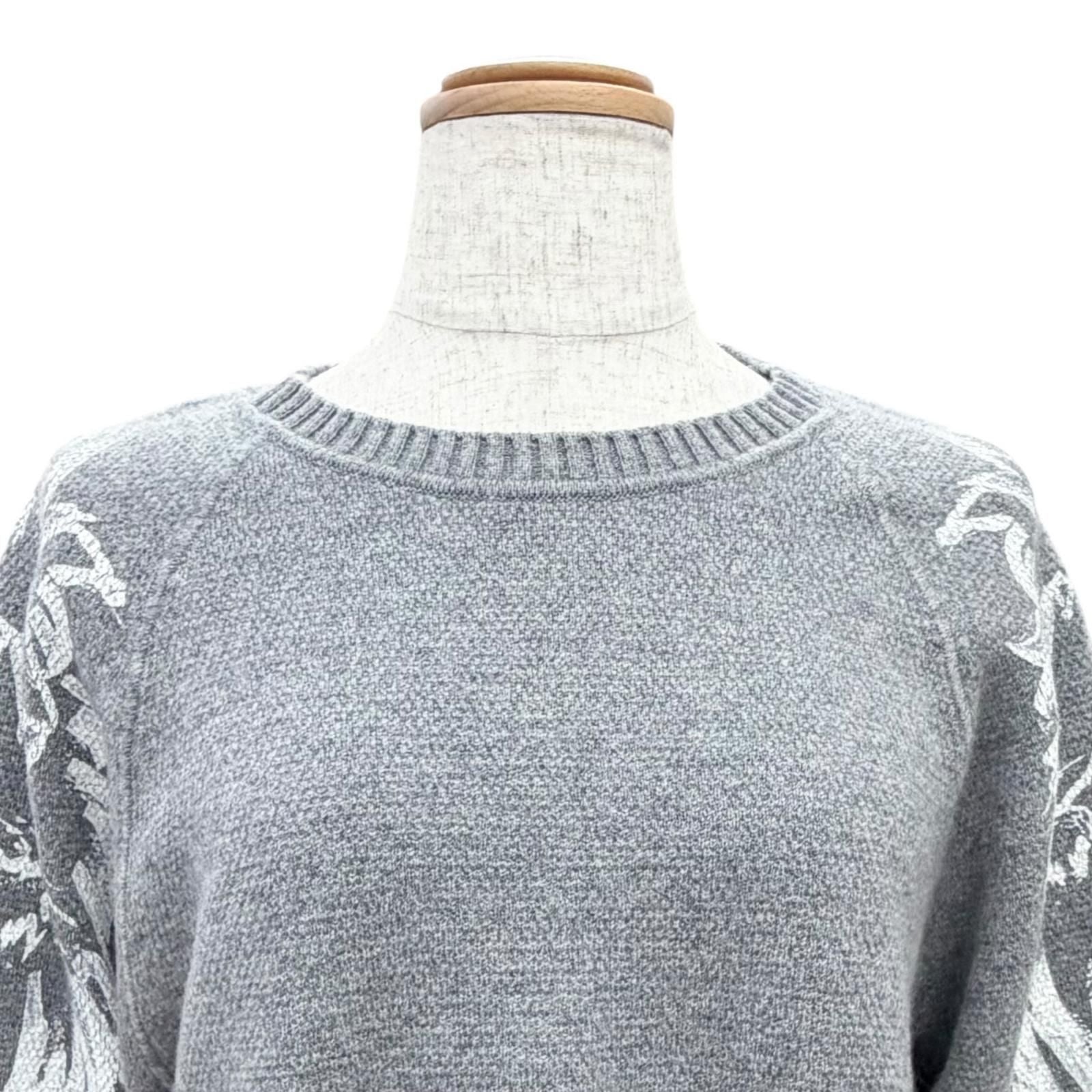 Chanel Cashmere Lion Crew Neck Long Sleeve Knit Sweater Gray 38 — view 2