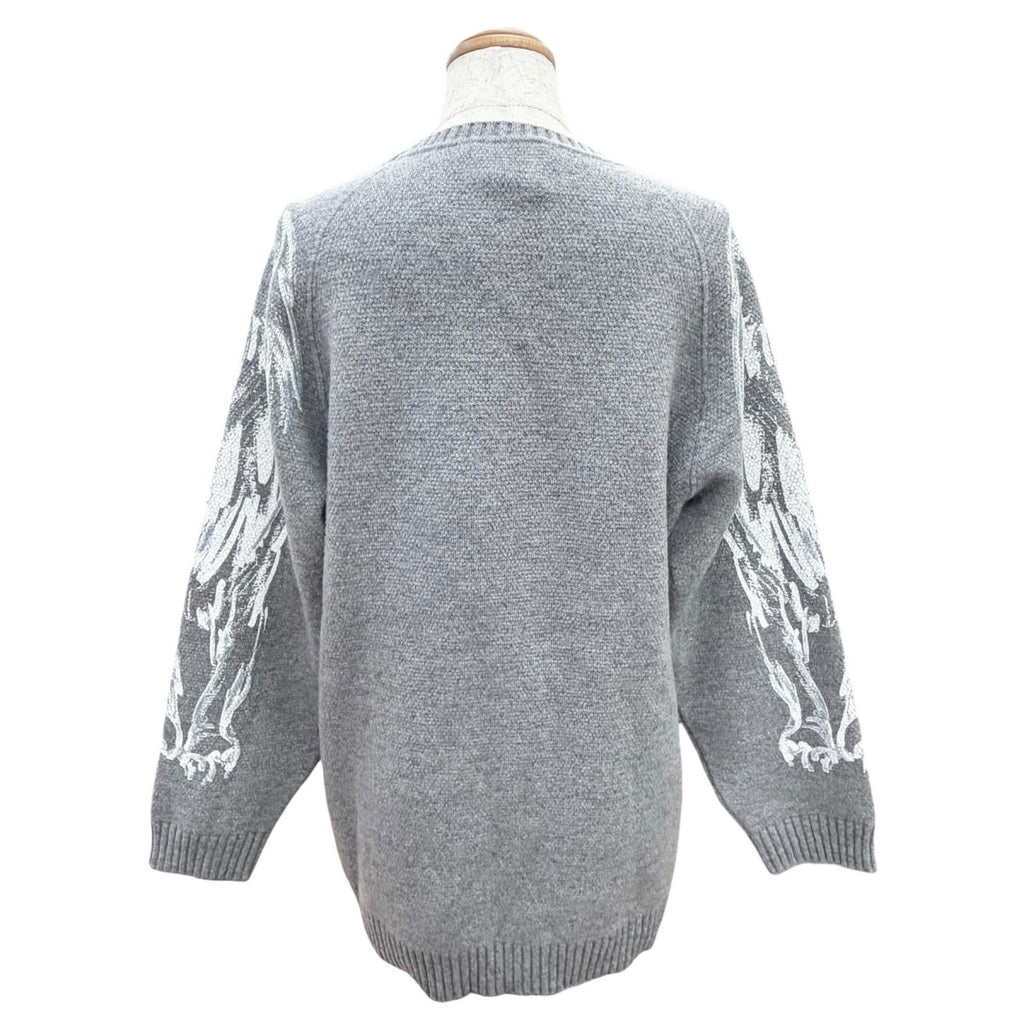 Chanel Cashmere Lion Crew Neck Long Sleeve Knit Sweater Gray 38 — view 4