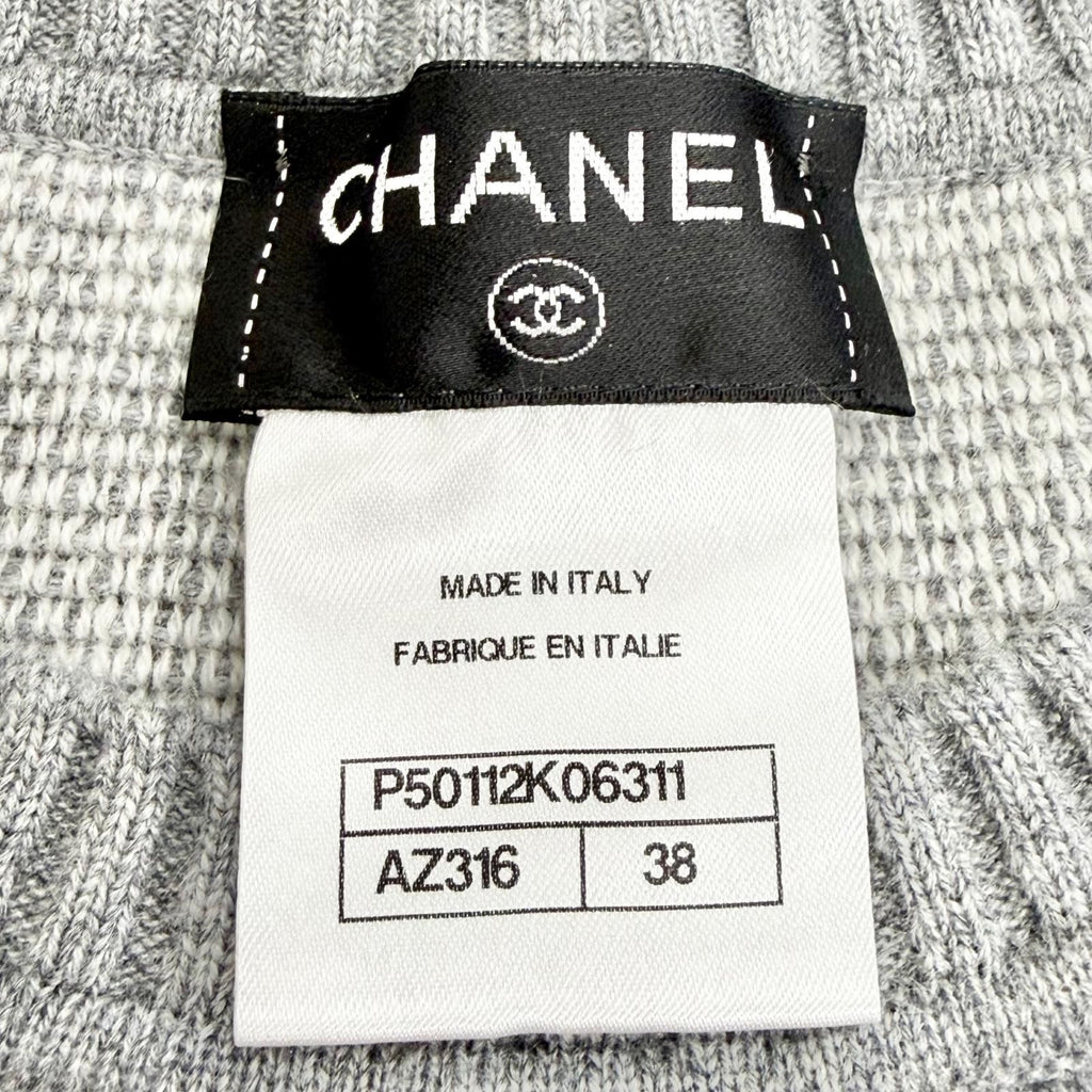 Chanel Cashmere Lion Crew Neck Long Sleeve Knit Sweater Gray 38 — view 7