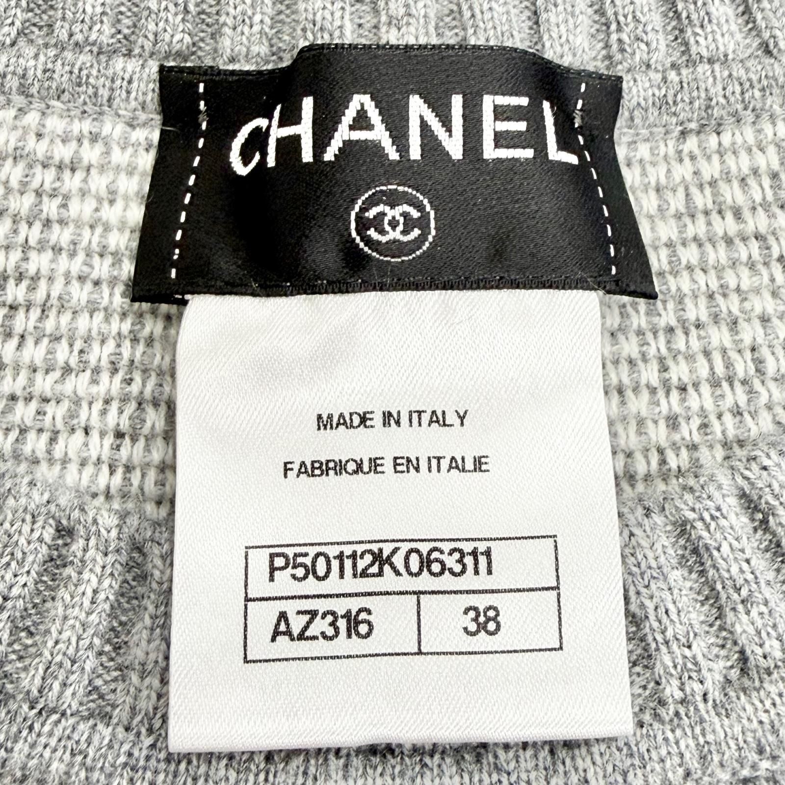 Chanel Cashmere Lion Crew Neck Long Sleeve Knit Sweater Gray 38 — view 7