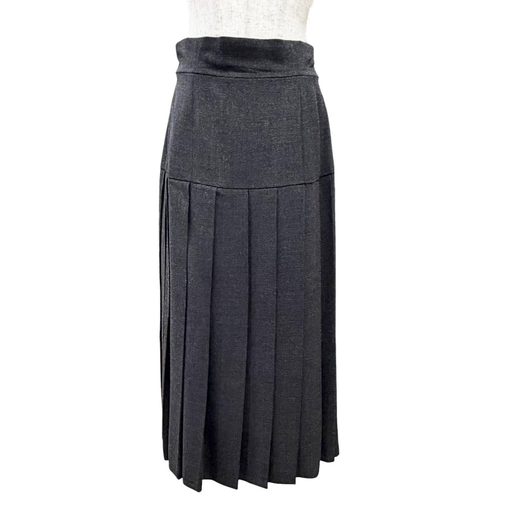 Chanel Vintage Clover Button Jacket Long Pleated Skirt Suit Set 38 — view 6