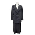 Chanel Vintage Clover Button Jacket Long Pleated Skirt Suit Set 38