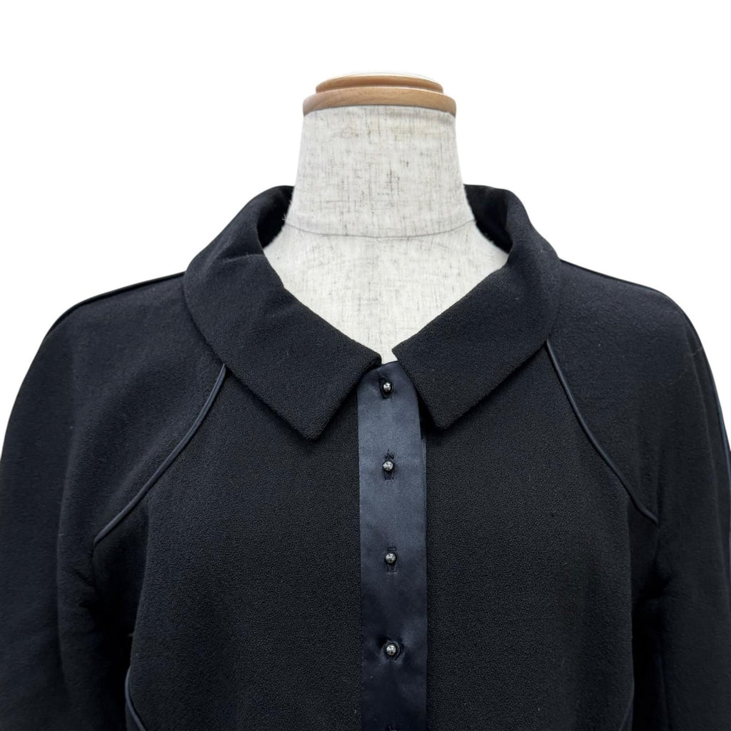 Chanel Vintage Wool Silk CC Logo Piping Jacket Black Navy 40 — view 2