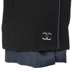Chanel Vintage Wool Silk CC Logo Piping Jacket Black Navy 40 — view 7