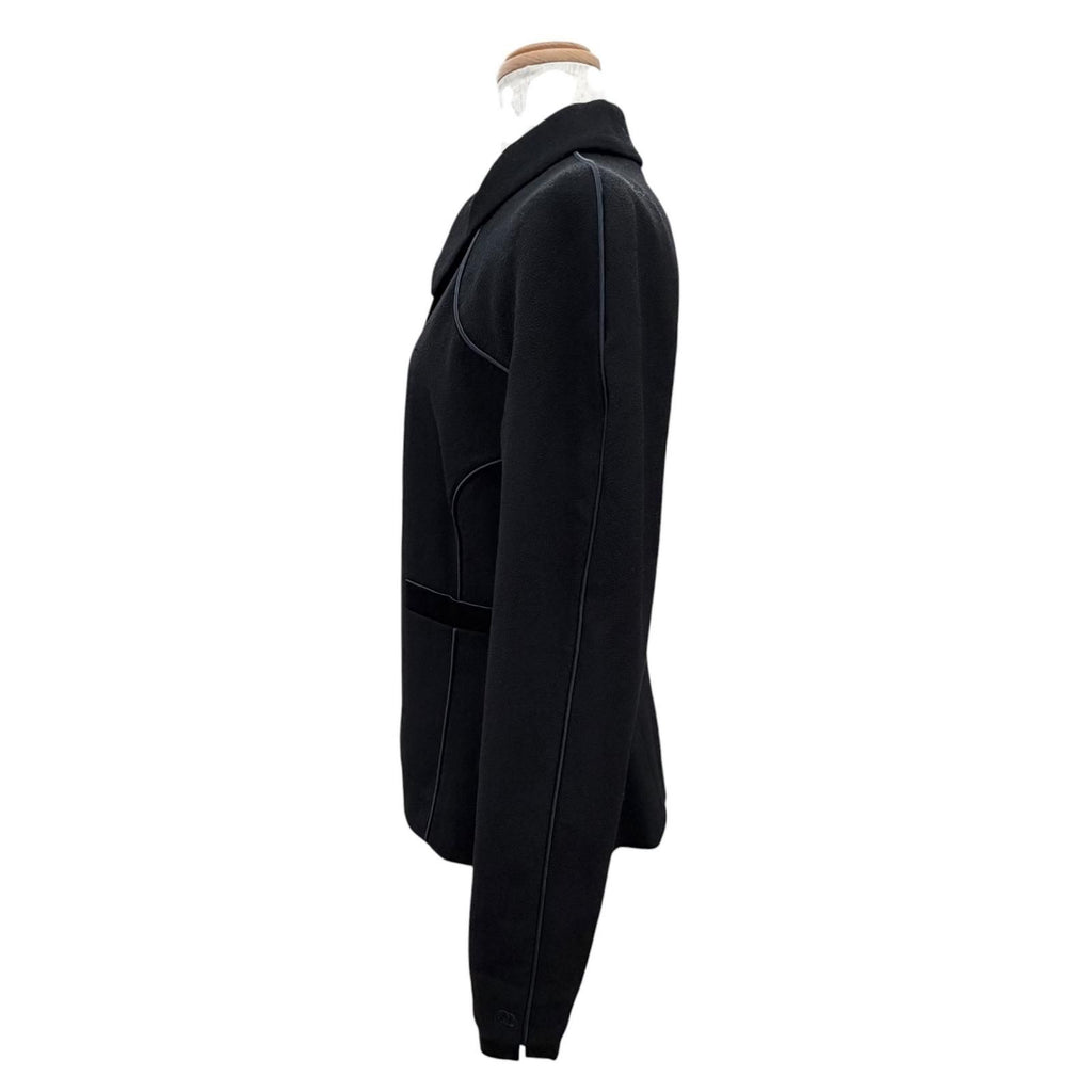 Chanel Vintage Wool Silk CC Logo Piping Jacket Black Navy 40 — view 3