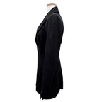 Chanel Vintage Wool CC Logo Tuck Button Peak Lapel Jacket Black 34 — view 3