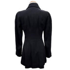 Chanel Vintage Wool CC Logo Tuck Button Peak Lapel Jacket Black 34 — view 4
