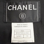 Chanel Vintage Wool CC Logo Tuck Button Peak Lapel Jacket Black 34 — view 8