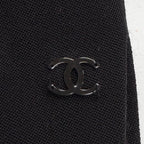 Chanel Vintage Wool CC Logo Tuck Button Peak Lapel Jacket Black 34 — view 6