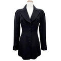 Chanel Vintage Wool CC Logo Tuck Button Peak Lapel Jacket Black 34