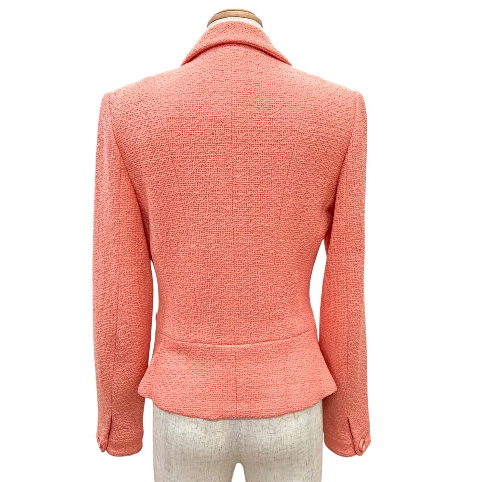 Chanel Vintage 95c Wool CC Logo Mirror Button Short Jacket Pink 40 French — view 4