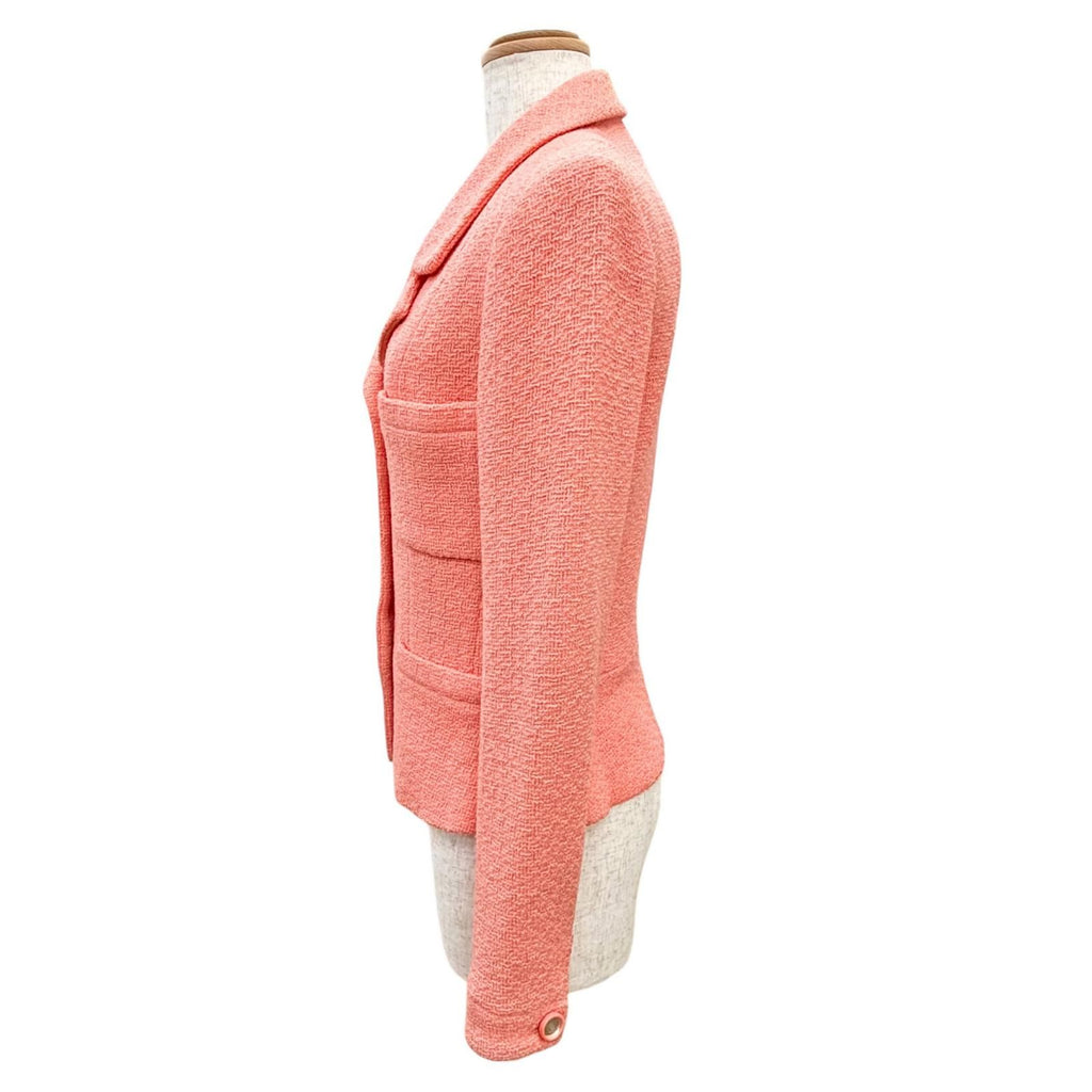 Chanel Vintage 95c Wool CC Logo Mirror Button Short Jacket Pink 40 French — view 3