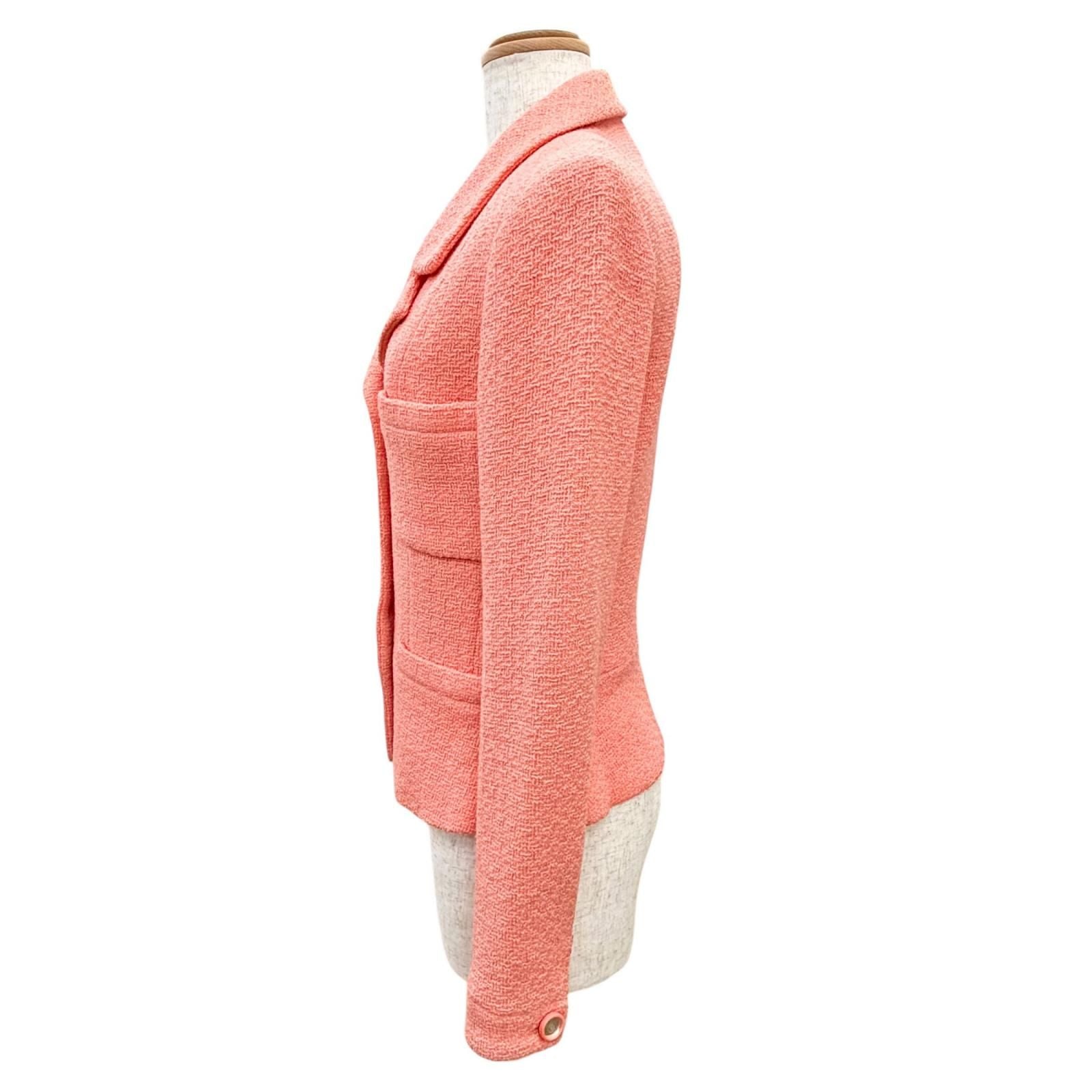 Chanel Vintage 95c Wool CC Logo Mirror Button Short Jacket Pink 40 French — view 3