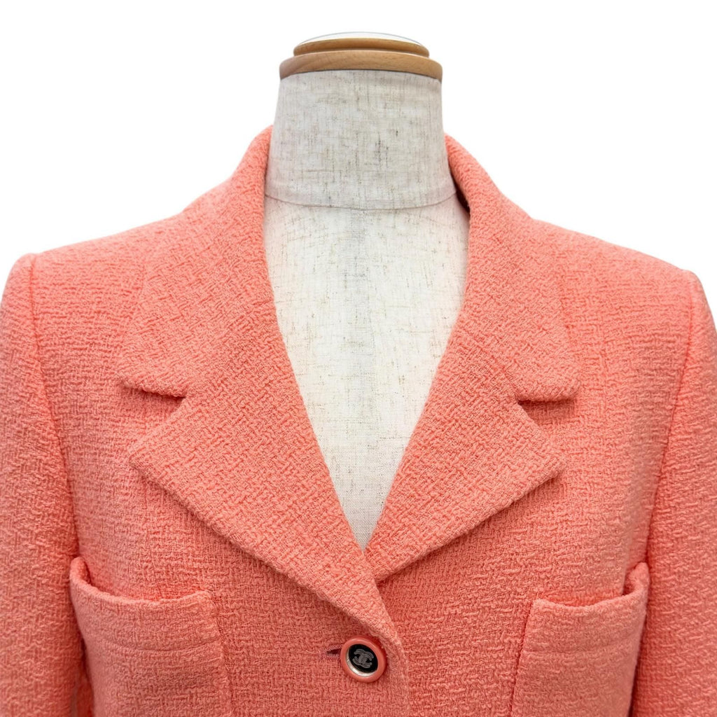 Chanel Vintage 95c Wool CC Logo Mirror Button Short Jacket Pink 40 French — view 2