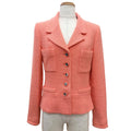 Chanel Vintage 95c Wool CC Logo Mirror Button Short Jacket Pink 40 French